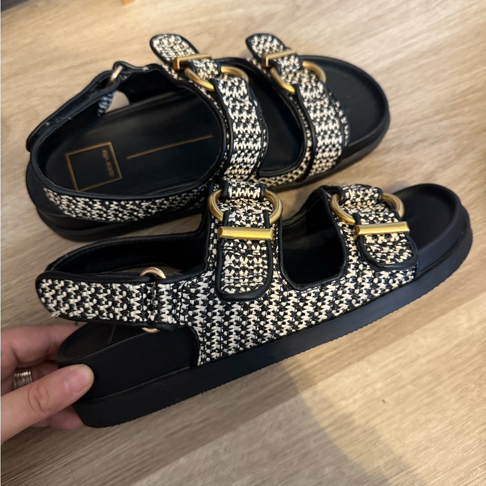 Dolce Vita Black and White Geometric Sandals